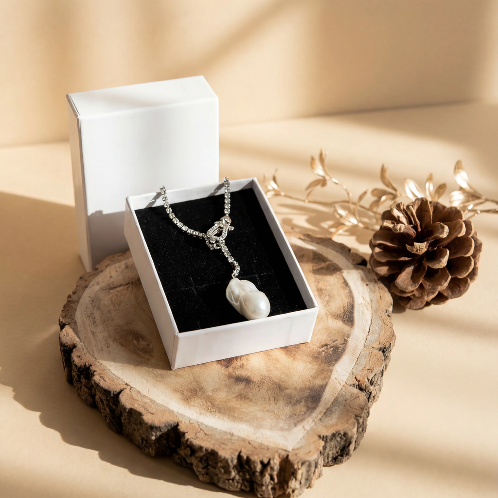 Baroque Halskette – Barocke Süßwasserperle, Silberplattiert