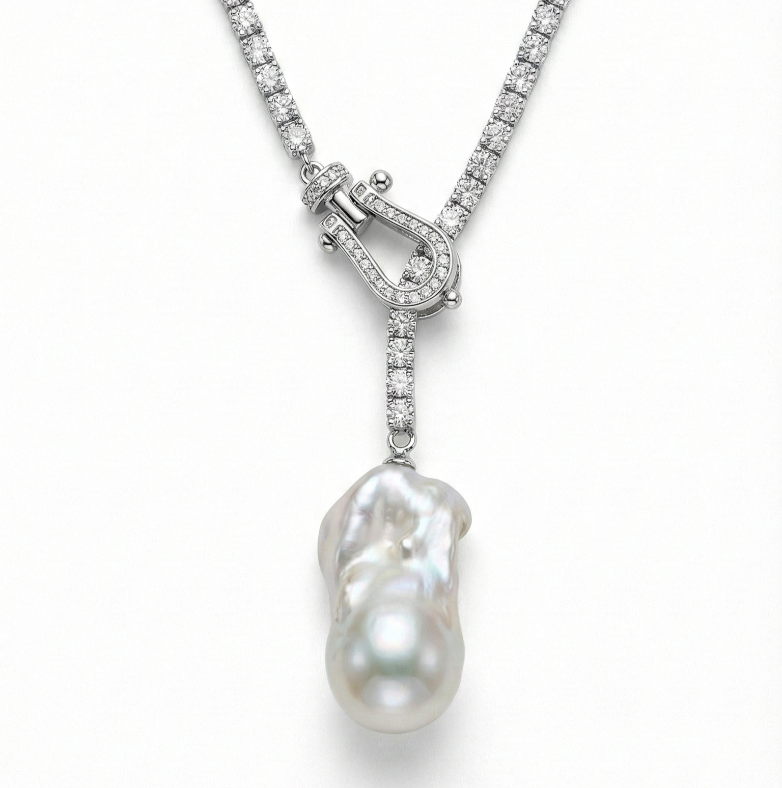 Baroque Halskette – Barocke Süßwasserperle, Silberplattiert