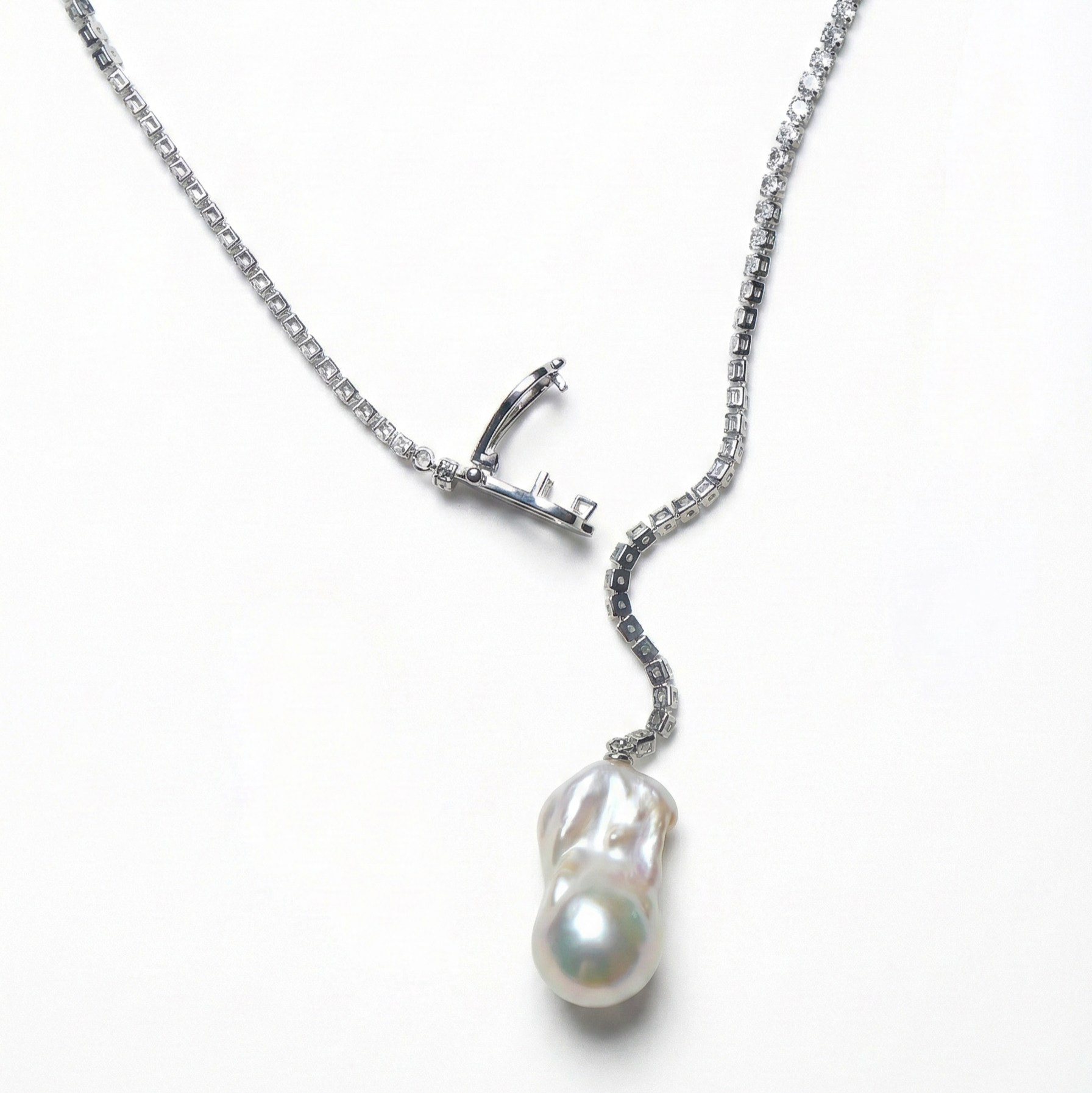 Baroque Halskette – Barocke Süßwasserperle, Silberplattiert