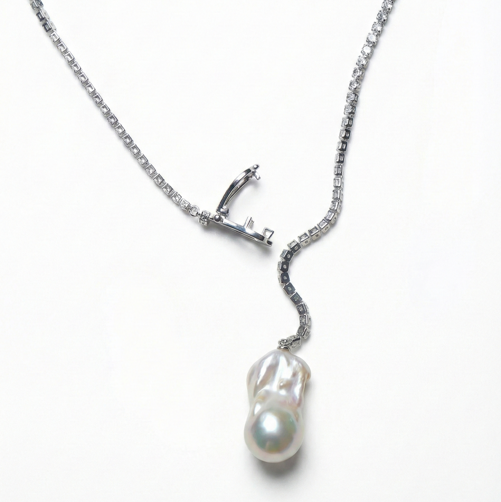 Baroque Halskette – Barocke Süßwasserperle, Silberplattiert