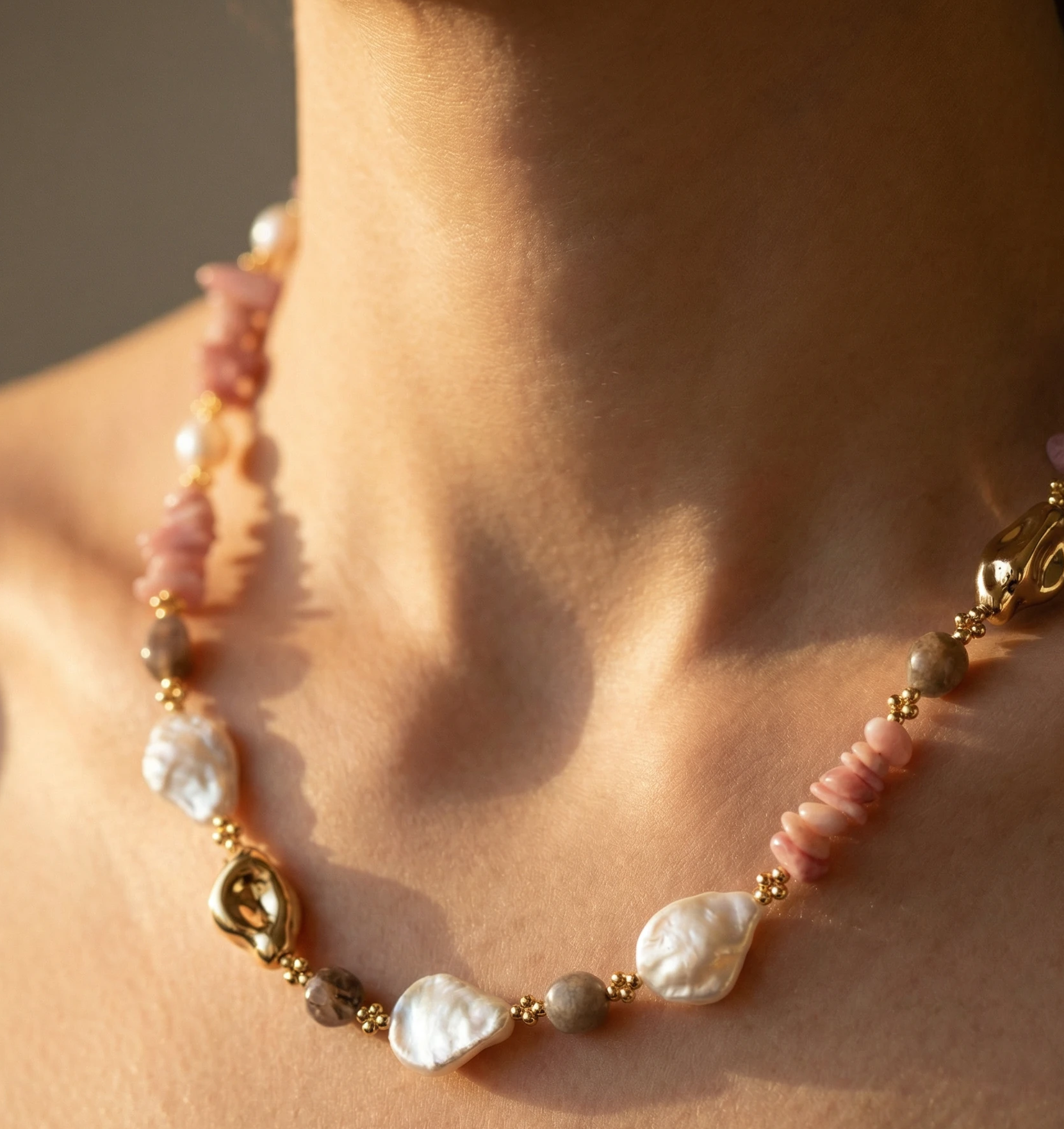 Rosé & Perle Halskette
