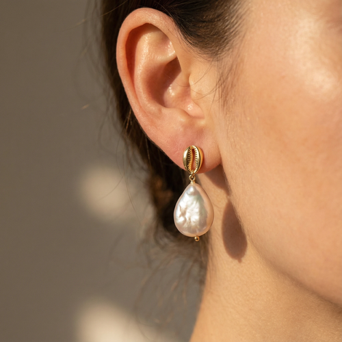 Barocke Perlenohrringe – Süßwasserperle | 925 Silber vergoldet